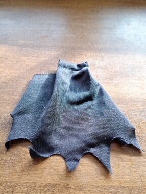 Batman Man 90s Style Cape Black Knit Doll Cape - Scalloped Hem